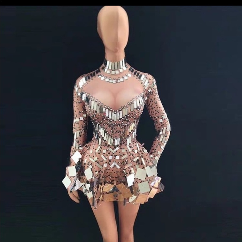 Nude Bodysuit Long Sleeve Dress